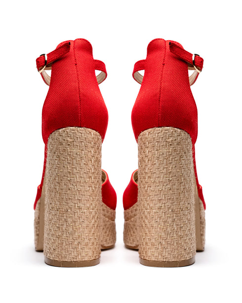 Plataforma Roja Tacón Yute 1004R